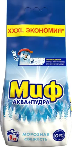Миф Аквапудра Морозная Cвежесть Стиральный Порошок 9 кг (60 Стирок)