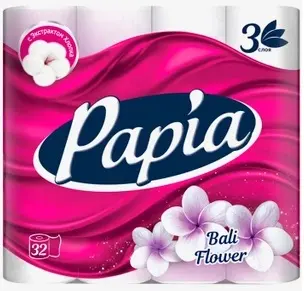 Papia туалетная бумага, "Балийский цветок", 3 слоя, 32 рулонов