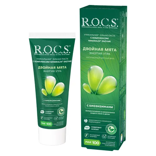 ROCS Зубная паста Энергия утра, двойная мята 74 гр