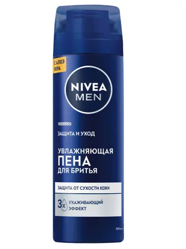 Nivea Men Увлажняющая пена для бритья Защита и уход, 200 мл