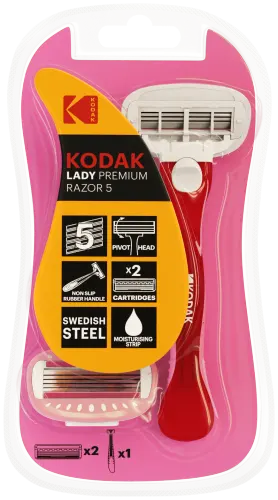 Kodak Бритвенная система женская 5 лезвий розовая 2 сменных кассеты